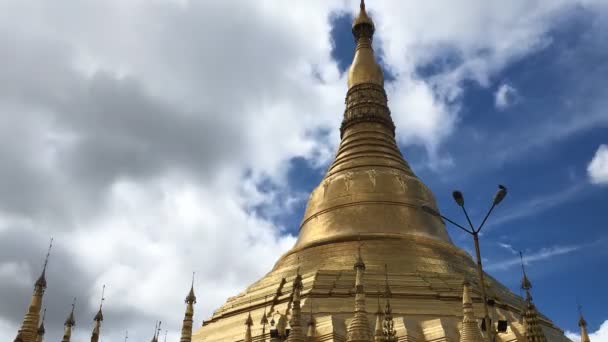 Pagoda Widok Upływ Czasu Słynnego Buddyjskiego Zabytkiem Rangun Myanmar Birma — Wideo stockowe