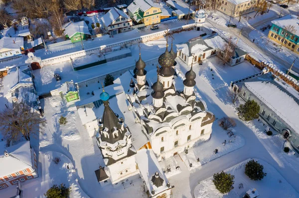 Annunciatieklooster in Murom, Rusland. Luchtfoto winter drone View — Stockfoto