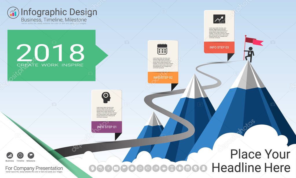 Vettoriale stockBusiness Infographics Template Milestone Timeline Road Vettoriale stockBusiness Infographics Template Milestone Timeline Road