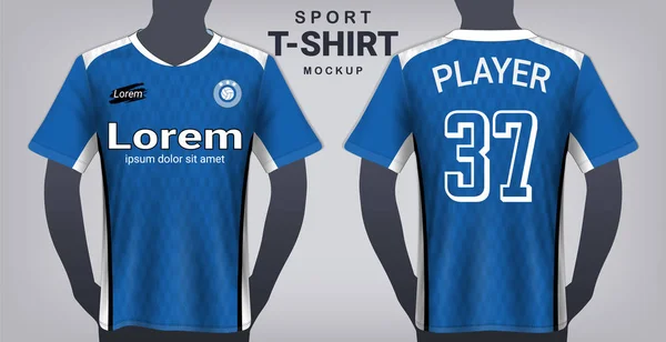 Maglia Calcio Sport Shirt Mockup Template Realistica Grafica Frontale Posteriore — Vettoriale Stock