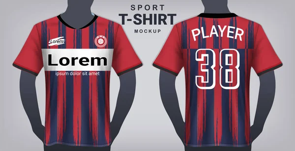 Camiseta Futbol Deporte Plantilla Mockup Diseño Gráfico Realista Vista Delantera — Vector de stock