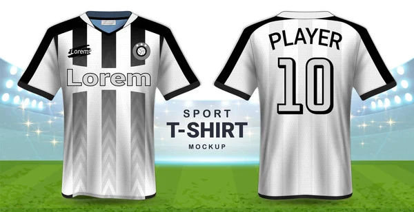 Camiseta Futbol Ropa Deportiva Plantilla Mockup Diseño Gráfico Realista Vista — Vector de stock