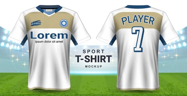 Camiseta Futbol Ropa Deportiva Plantilla Mockup Diseño Gráfico Realista Vista — Vector de stock