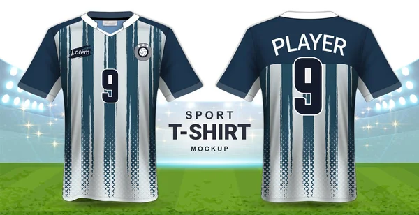 Futbol Forma Spor Giyim Tişört Mockup Şablon Gerçekçi Grafik Tasarım — Stok Vektör