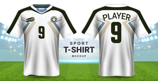 Futbol Forma Spor Giyim Tişört Mockup Şablon Gerçekçi Grafik Tasarım — Stok Vektör