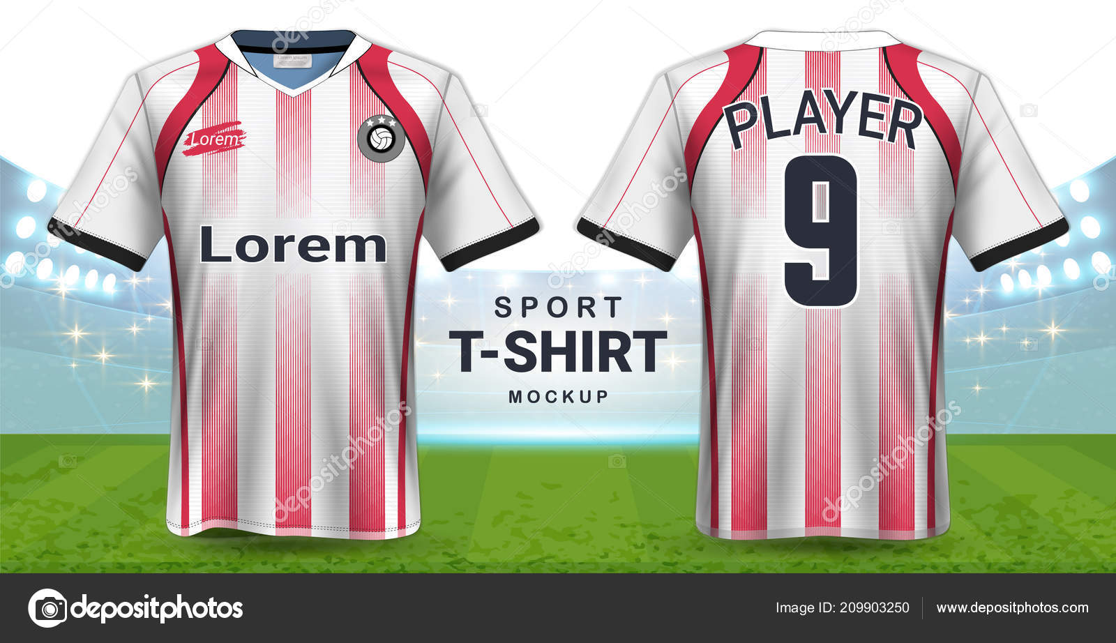 Soccer Jersey Sportswear Shirt Mockup Template Realistic Graphic