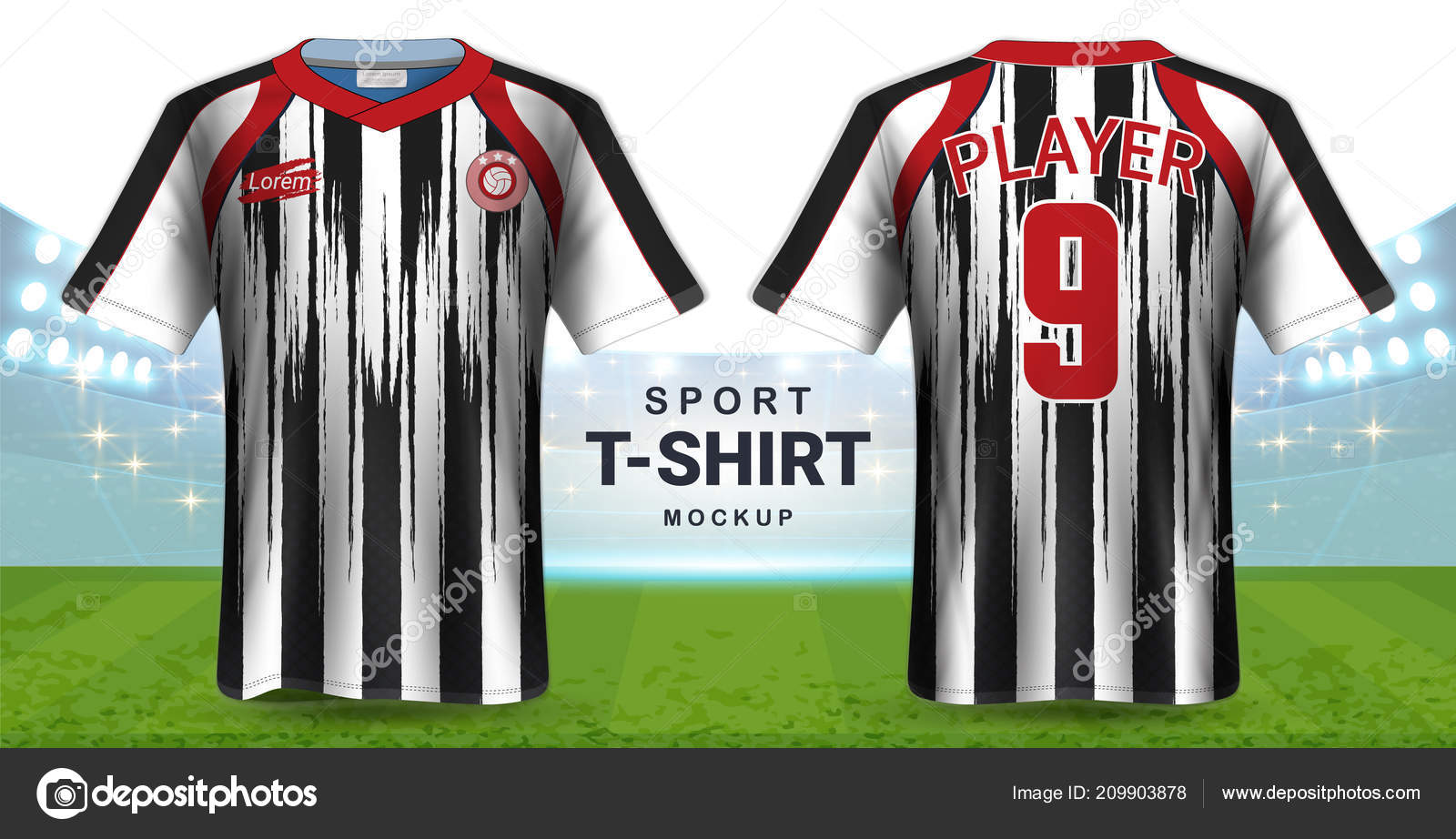 Soccer Jersey Sportswear Shirt Mockup Template Realistic Graphic