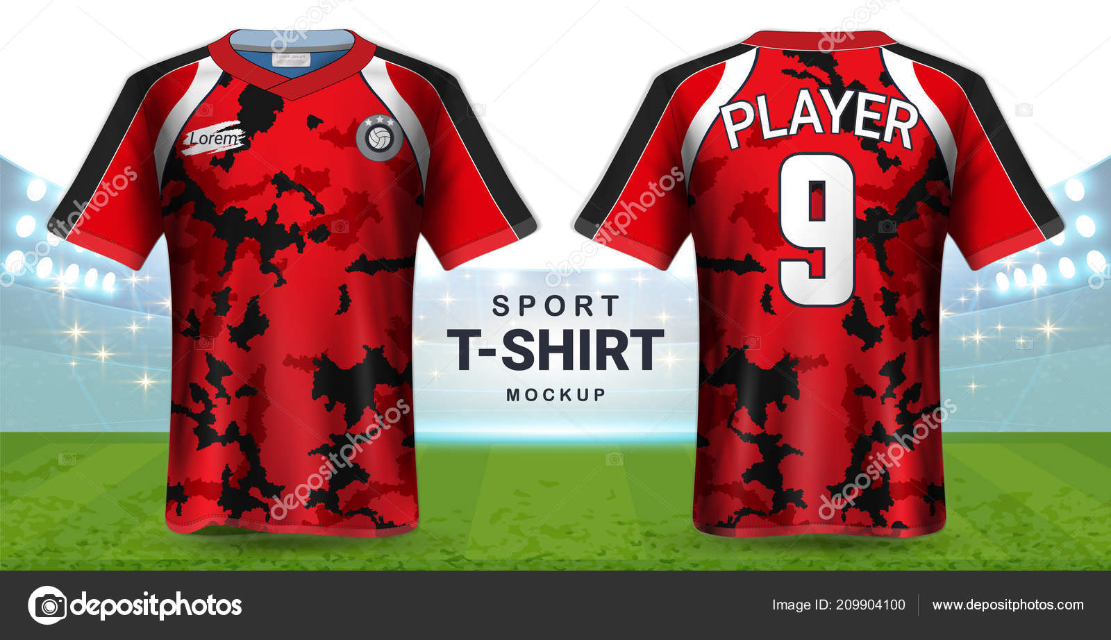 Download Soccer Jersey Sportswear Shirt Mockup Template Realistic Graphic Design Front Stock Vector Image By C Aioonrak Gmail Com 209904100