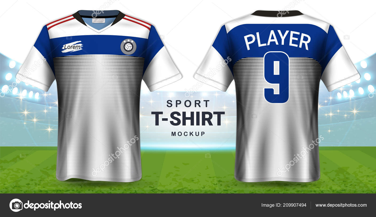 Soccer Jersey Sportswear Shirt Mockup Template Realistic Graphic