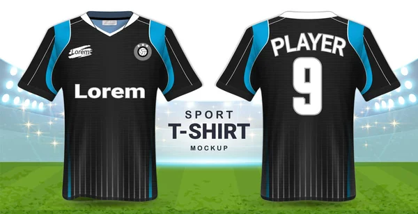 Soccer Jersey Odzież Sportowa Koszulka Makieta Szablon Realistyczne Grafiki Przednie — Wektor stockowy