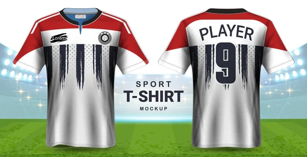 Soccer Jersey Odzież Sportowa Koszulka Makieta Szablon Realistyczne Grafiki Przednie — Wektor stockowy