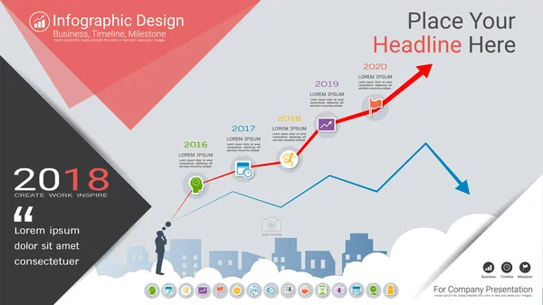 Plantilla Infografías Negocios Línea Tiempo Milestone Hoja Ruta Con Diagrama — Vector de stock