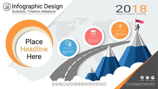 Plantilla Infografías Negocios Línea Tiempo Milestone Hoja Ruta Con Diagrama — Archivo Imágenes Vectoriales