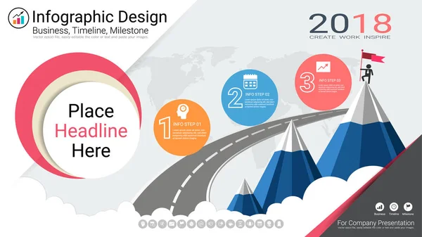 Plantilla Infografías Negocios Línea Tiempo Milestone Hoja Ruta Con Diagrama — Archivo Imágenes Vectoriales