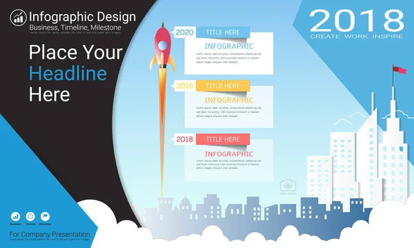 Plantilla Infografías Negocios Línea Tiempo Milestone Hoja Ruta Con Diagrama — Archivo Imágenes Vectoriales