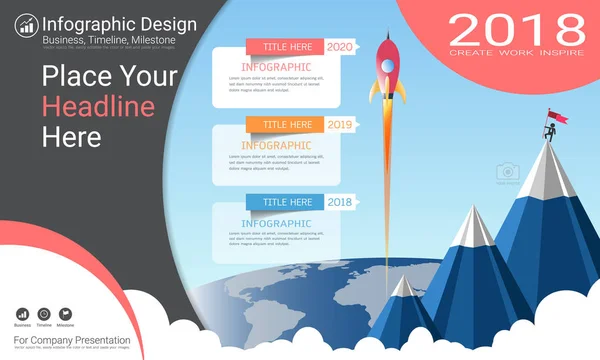 Plantilla Infografías Negocios Línea Tiempo Milestone Hoja Ruta Con Diagrama — Archivo Imágenes Vectoriales