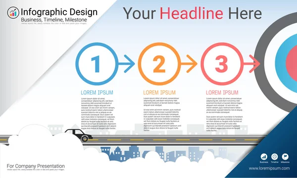 Plantilla Infografías Negocios Línea Tiempo Milestone Hoja Ruta Con Diagrama — Archivo Imágenes Vectoriales