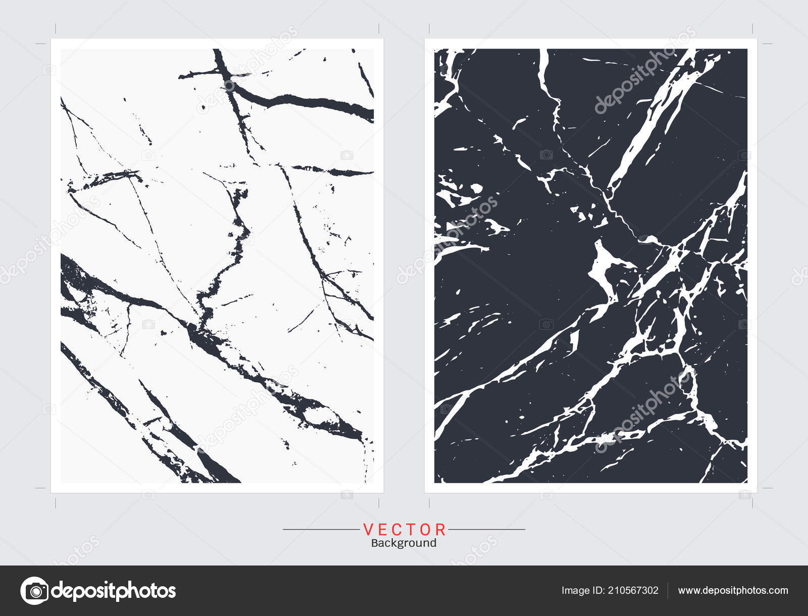 Black White Marble Cover Background Vector Set Template Fully
