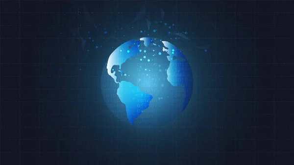 Conexión Red Global Con Fondo Mapa Mundial Símbolo Comunicación Internacional — Vector de stock
