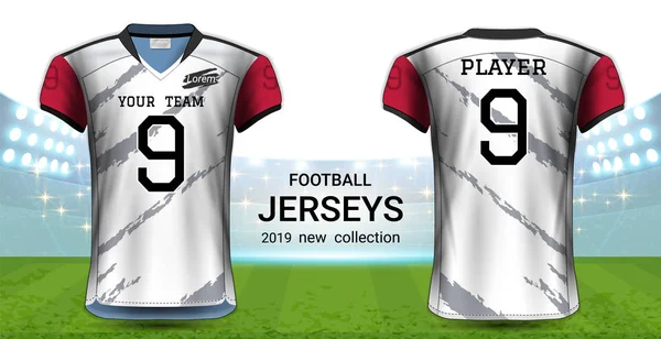Американский Футбол Футбол Jerseys Униформы Реалистичный Графический Дизайн Фронтальный Задний — стоковый вектор