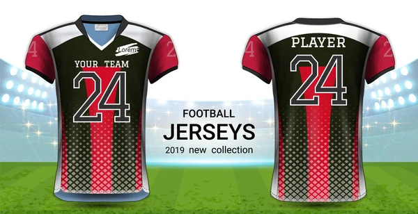 Американский Футбол Футбол Jerseys Униформы Реалистичный Графический Дизайн Фронтальный Задний — стоковый вектор