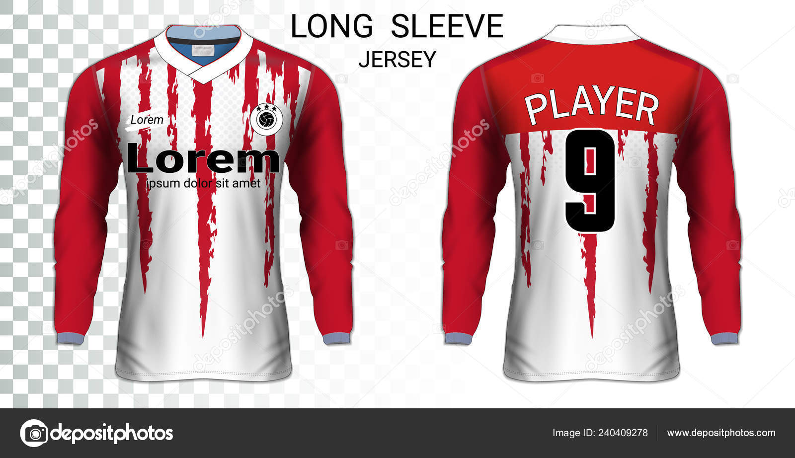 Long Sleeve Soccer Jerseys Shirt Sport Mockup Template Realistic Graphic Stock Vector C Aioonrak Gmail Com 240409278