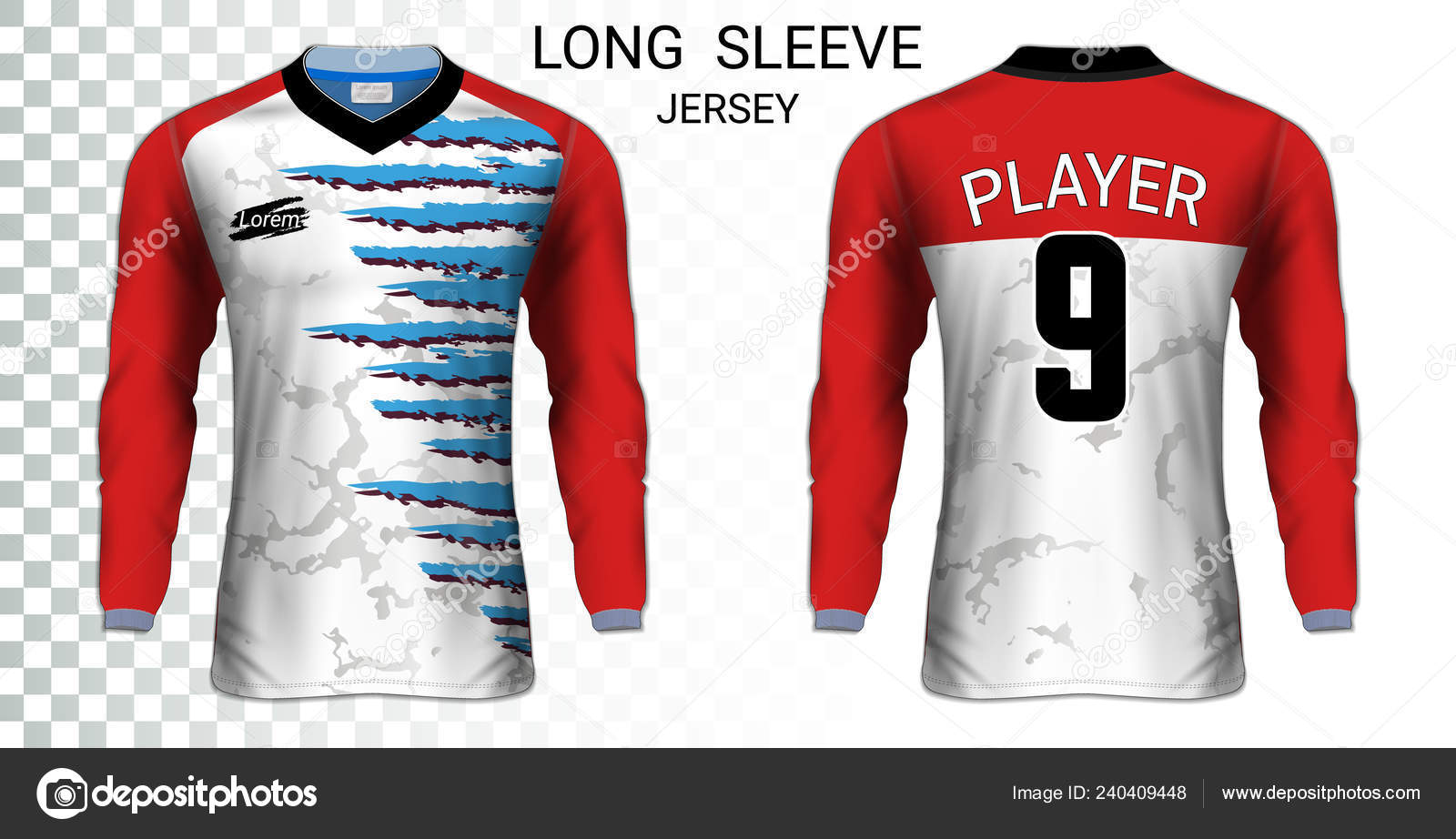 Download Long Sleeve Soccer Jerseys Shirt Sport Mockup Template Realistic Graphic Stock Vector Image By C Aioonrak Gmail Com 240409448