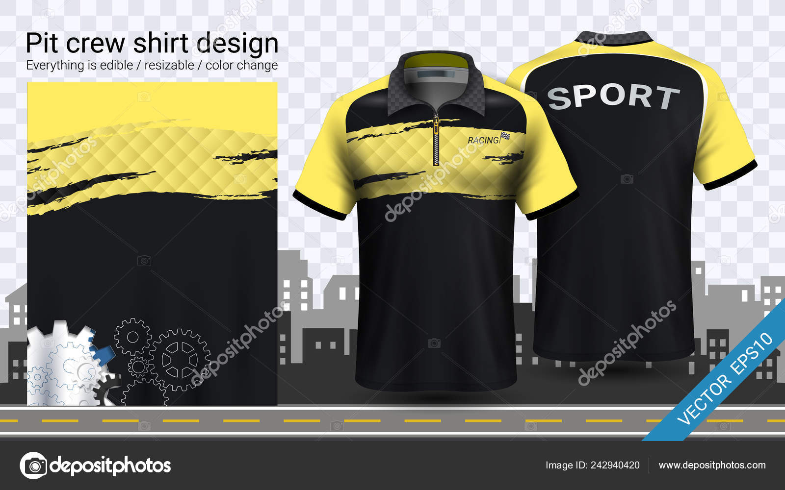 Download Polo Shirt Zipper Racing Uniforms Mockup Template Active Wear Sports Vector Image By C Aioonrak Gmail Com Vector Stock 242940420