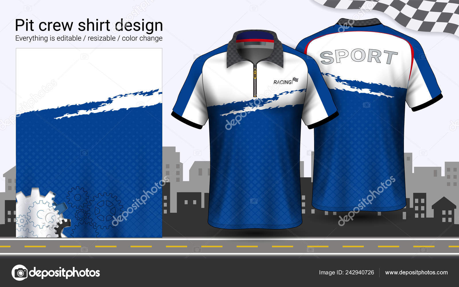 Download Polo Shirt Zipper Racing Uniforms Mockup Template Active Wear Sports Vector Image By C Aioonrak Gmail Com Vector Stock 242940726