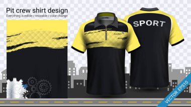 Polo t-shirt ile fermuar, üniformalar mockup şablonu aktif için yarış giymek ve giyim gibi giyim, Karting, Pit ekibi, makinist tulum yarış, spor, her şey düzenlenebilir ve rengini değiştirme.