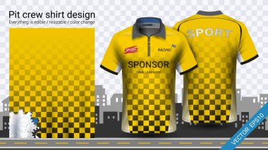 Polo t-shirt ile fermuar, üniformalar mockup şablonu aktif için yarış giymek ve giyim gibi giyim, Karting, Pit ekibi, makinist tulum yarış, spor, her şey düzenlenebilir ve rengini değiştirme.
