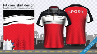 Polo t-shirt ile fermuar, üniformalar mockup şablonu aktif için yarış giymek ve giyim gibi giyim, Karting, Pit ekibi, makinist tulum yarış, spor, her şey düzenlenebilir ve rengini değiştirme.