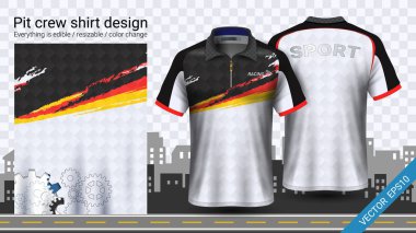 Polo t-shirt ile fermuar, üniformalar mockup şablonu aktif için yarış giymek ve giyim gibi giyim, Karting, Pit ekibi, makinist tulum yarış, spor, her şey düzenlenebilir ve rengini değiştirme.