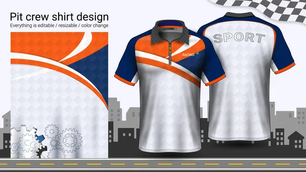 Polo Shirt Met Rits Racing Uniformen Mockup Sjabloon Voor Actieve — Stockvector