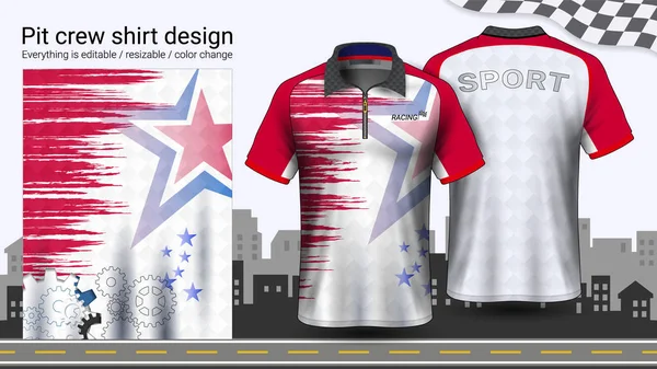 Polo Shirt Med Dragkedja Racing Uniformer Mockup Mall För Aktiv — Stock vektor