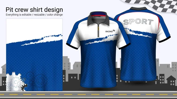 Polo Shirt Con Cerniera Racing Uniformi Modello Mockup Usura Attiva — Vettoriale Stock