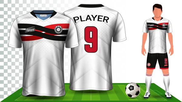 Fotbal Fotbalová Kit Prezentace Mockup Šablona Zobrazení Vpředu Vzadu Včetně — Stockový vektor