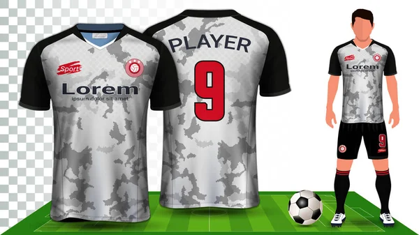 Jersey Fútbol Kit Fútbol Presentación Plantilla Maqueta Vista Frontal Trasera — Vector de stock