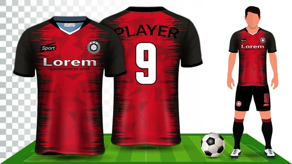 Voetbal Jersey Voetbal Kit Presentatie Mockup Sjabloon Voor Achteraanzicht Met — Stockvector