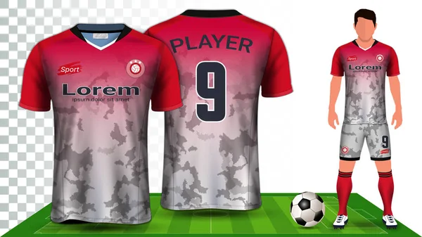 Fotboll Jersey Och Football Kit Presentation Mockup Mall Fram Och — Stock vektor