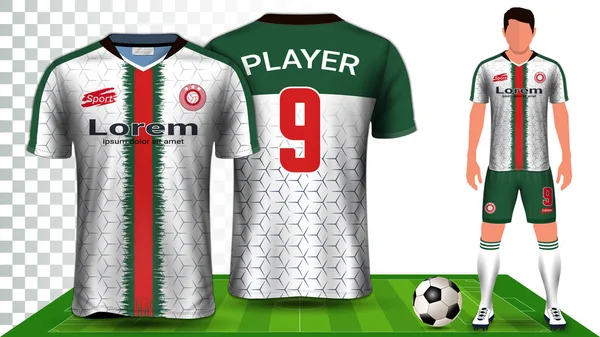 Soccer Jersey Koszulka Sportowa Lub Piłka Nożna Zestaw Jednolity Prezentacja — Wektor stockowy