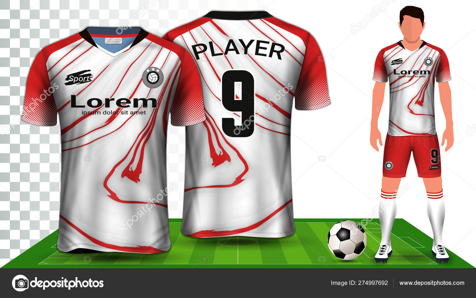 Download Soccer Jersey Sport Shirt Football Kit Uniform Presentation Mockup Template Stock Vector Royalty Free Vector Image By C Aioonrak Gmail Com 274997692