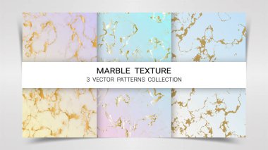 Pastel Mermer Doku, Vektör Desen Koleksiyonu Premium Seti, Soyut Arka Plan Şablonu, Altın Folyo ve Lineer Stilile Lüks Ürünler Markalar için Uygun (Vektör Eps10, Tam Düzenlenebilir)