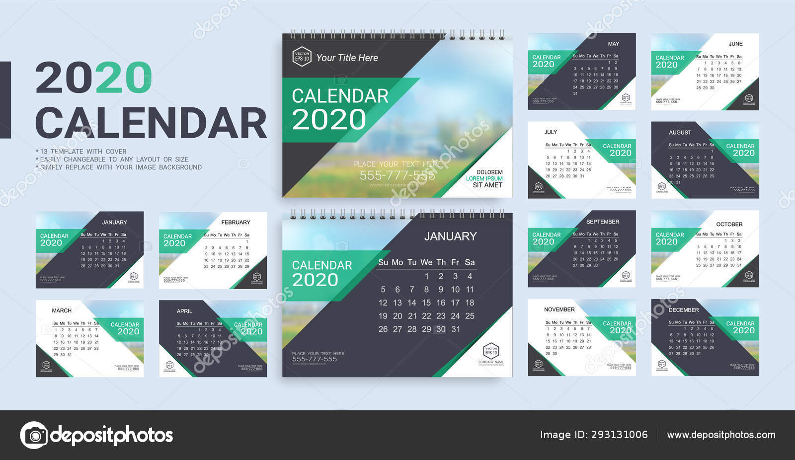 Desk Calendar 2020 Template Months Template Cover Included Easily