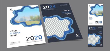 Fotoğraf arka plan için alan ile A4 düzeni afiş kapak kitap tasarım şablonu, Yıllık rapor için uygun Cmyk 2 ton renk, öneri, portföy, broşür, el ilanı, broşür, katalog, dergi, kitapçık.