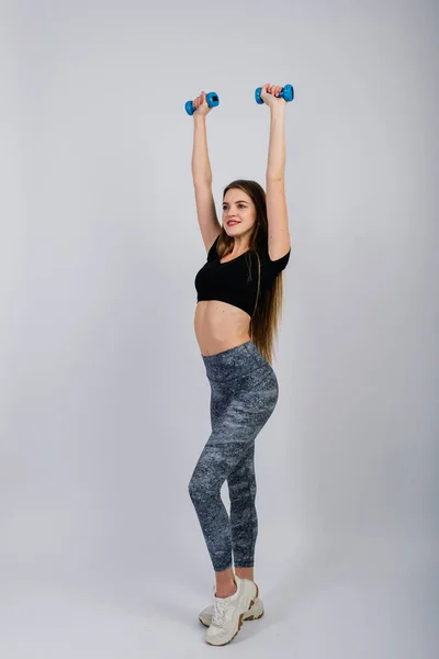 Estilo Vida Saludable Retrato Larga Duración Joven Sonriente Chica Fitness —  Fotos de Stock