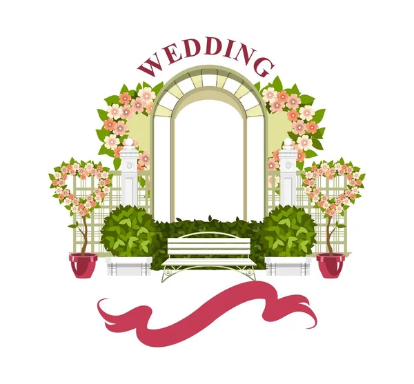 Hochzeitsbogen Auf Weißem Hintergrund Aus Pflanzenelementen Und Blumen Park Schöne — Stockvektor