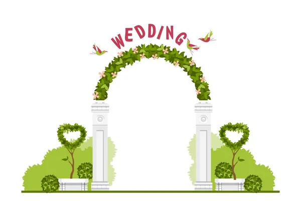 Arco Boda Sobre Fondo Blanco Elementos Vegetales Flores Parque Hermosas — Archivo Imágenes Vectoriales