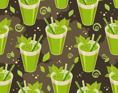 Detoks kokteyl cam pipet ile sağlıklı bir yaşam tarzı için dikişsiz desen vektör görüntü