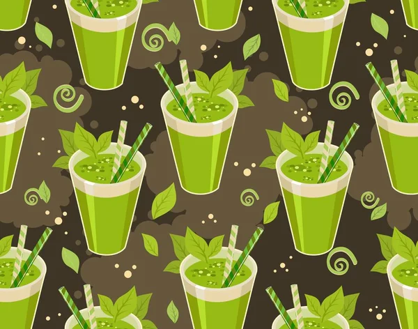 Detoks kokteyl cam pipet ile sağlıklı bir yaşam tarzı için dikişsiz desen vektör görüntü